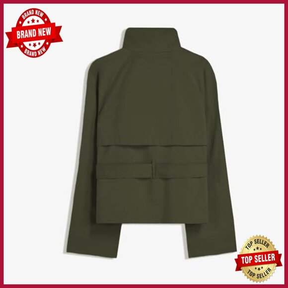 Cropped Trench Coat Double Breasted Belted Jacket Fall Winter Outerwear - Picture 6 of 6